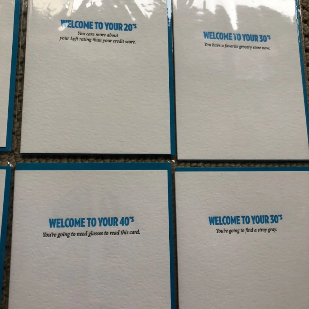 NEW Birthday Age's 11pc Letterpress‎ Cards